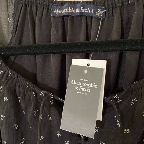 Abercrombie & Fitch NWT small mini dress, sheer sleeve, elastic waist, lined New - Picture 3 of 14